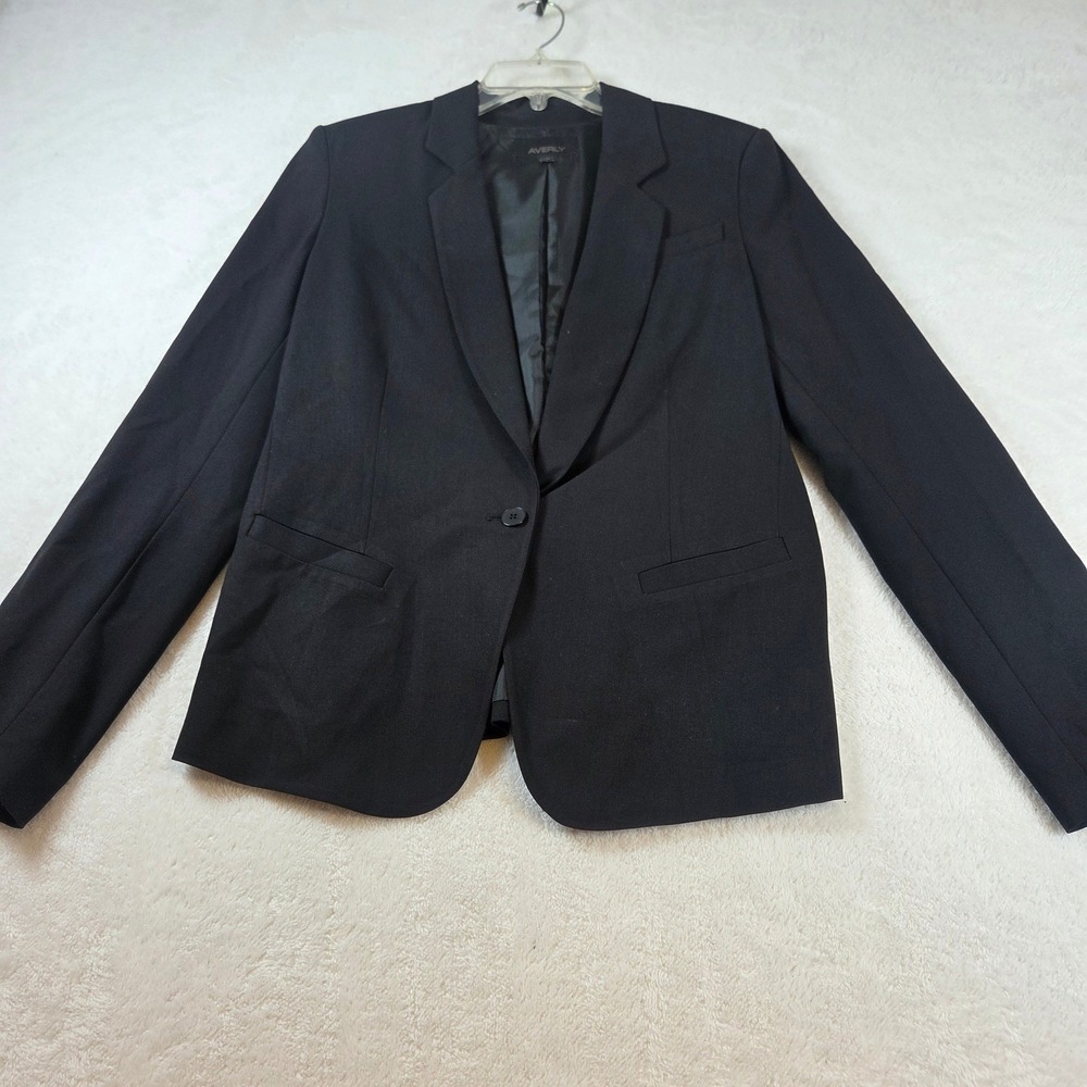 Averly Womens Black Single Button Blazer Jacket Career Workwear Size 10